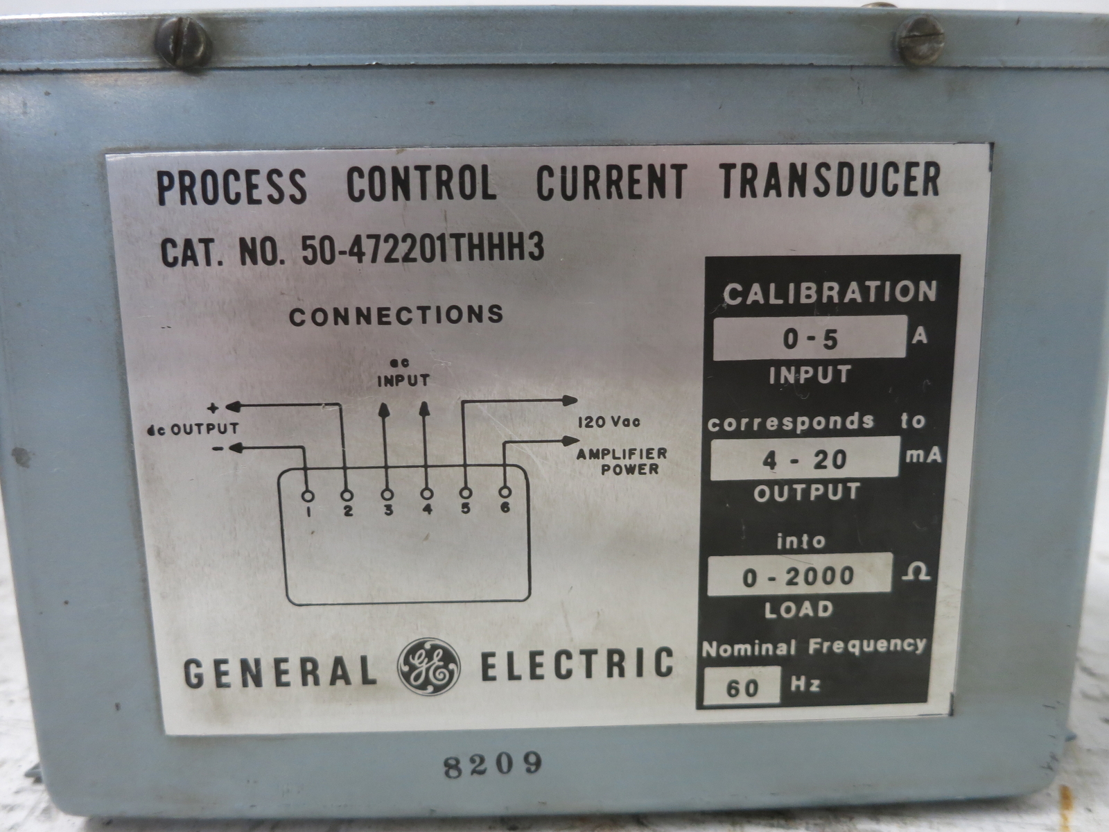 GE 50-472201THHH3 Process Control Current Transducer 0-5A 0-20mA