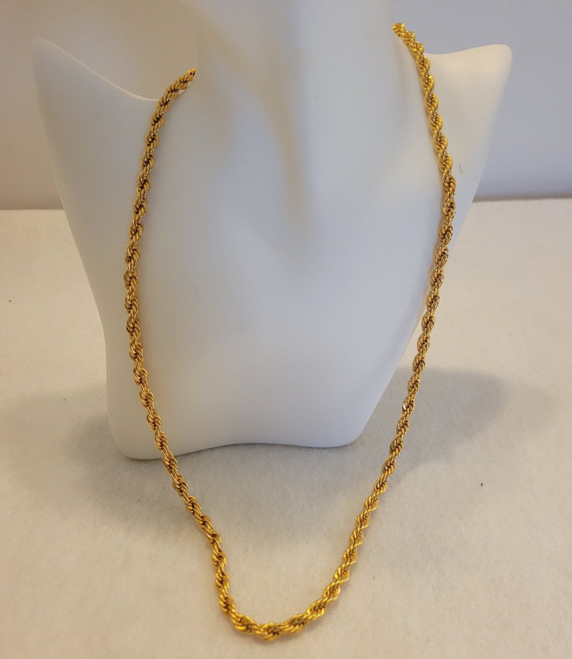 BHNY Braided Necklace 24K gold Plated Twisted Rope Chain Minimalist Jewelry