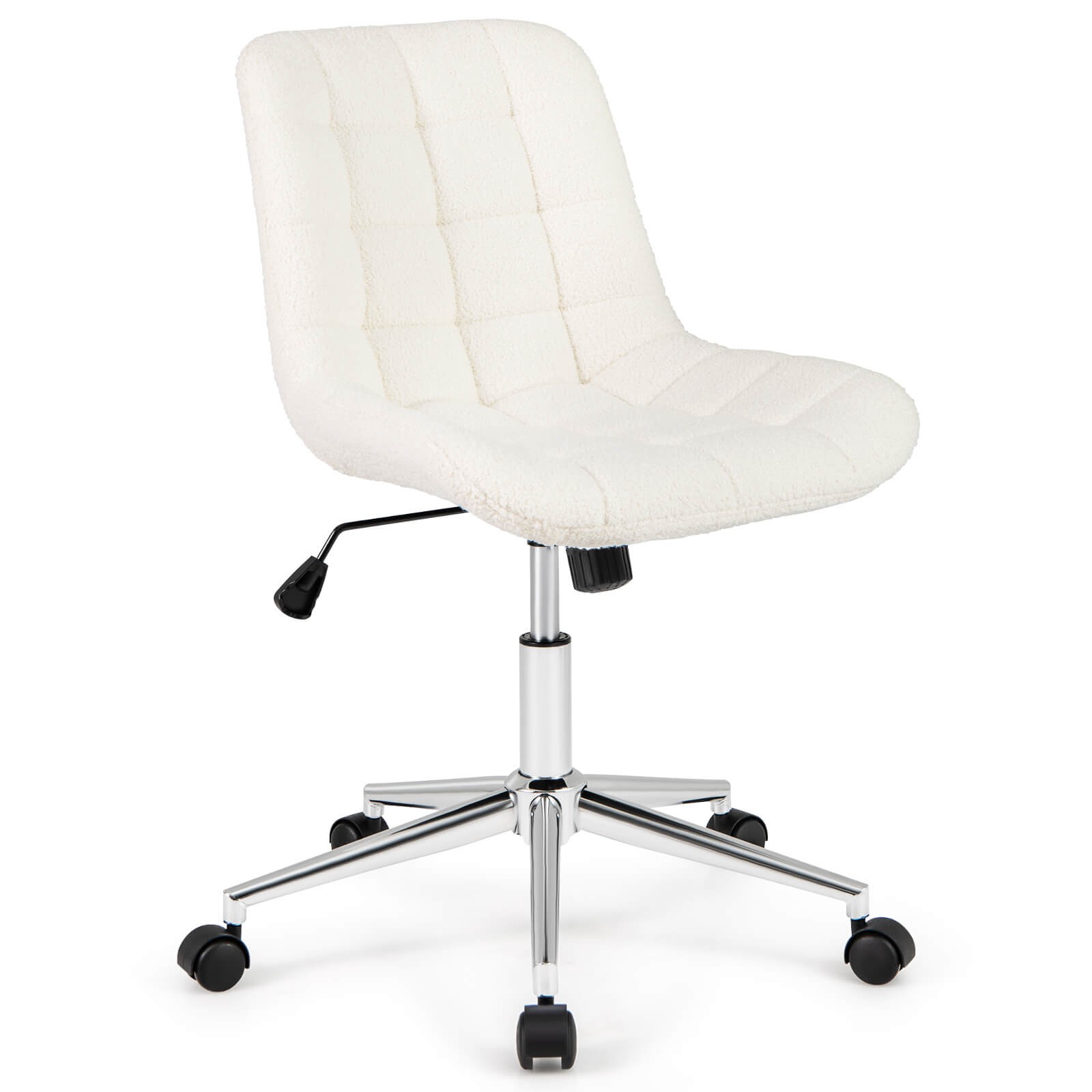 Upholstered Armless Office Chair w/ Adjustable Height & Wheels for Small Spaces