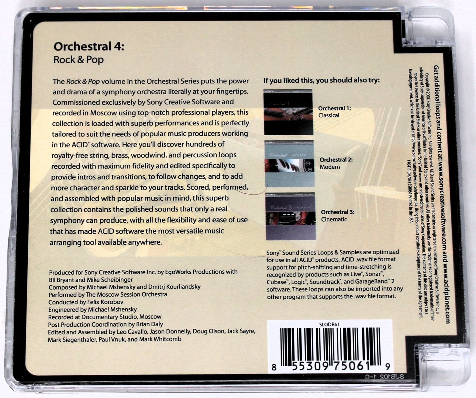 Sony Sound Series Orchestral 4 Rock & Pop Loops Sample Library/Sampling CD