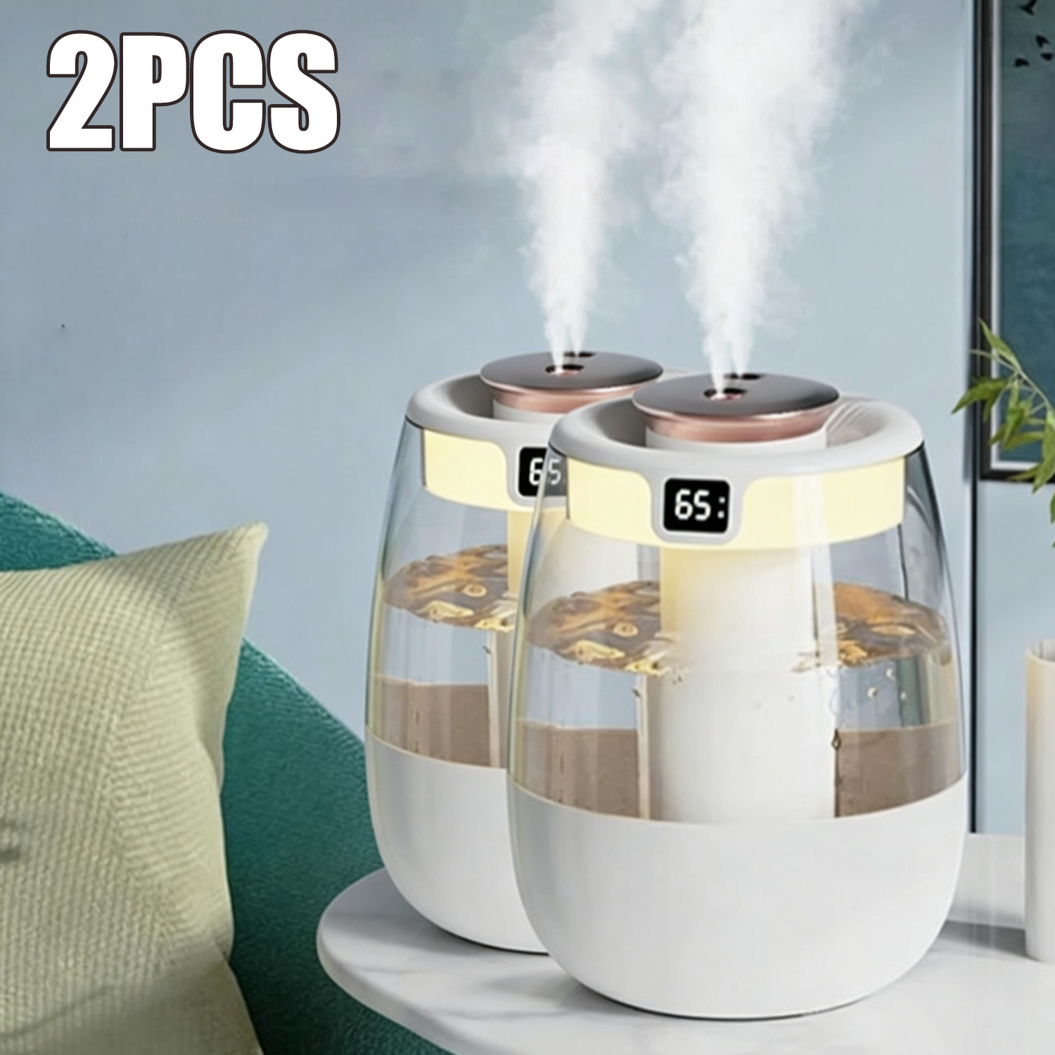 2X 1.5L Humidifiers for Bedroom Large Room Office Cool Mist Air Humidifier Tool