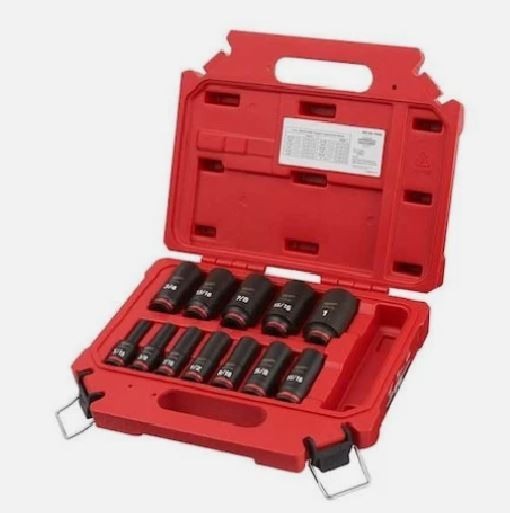 Milwaukee Socket Set 3/8 Drive SAE 6 Point 12PC SHOCKWAVE Impact Duty 49-66-7006