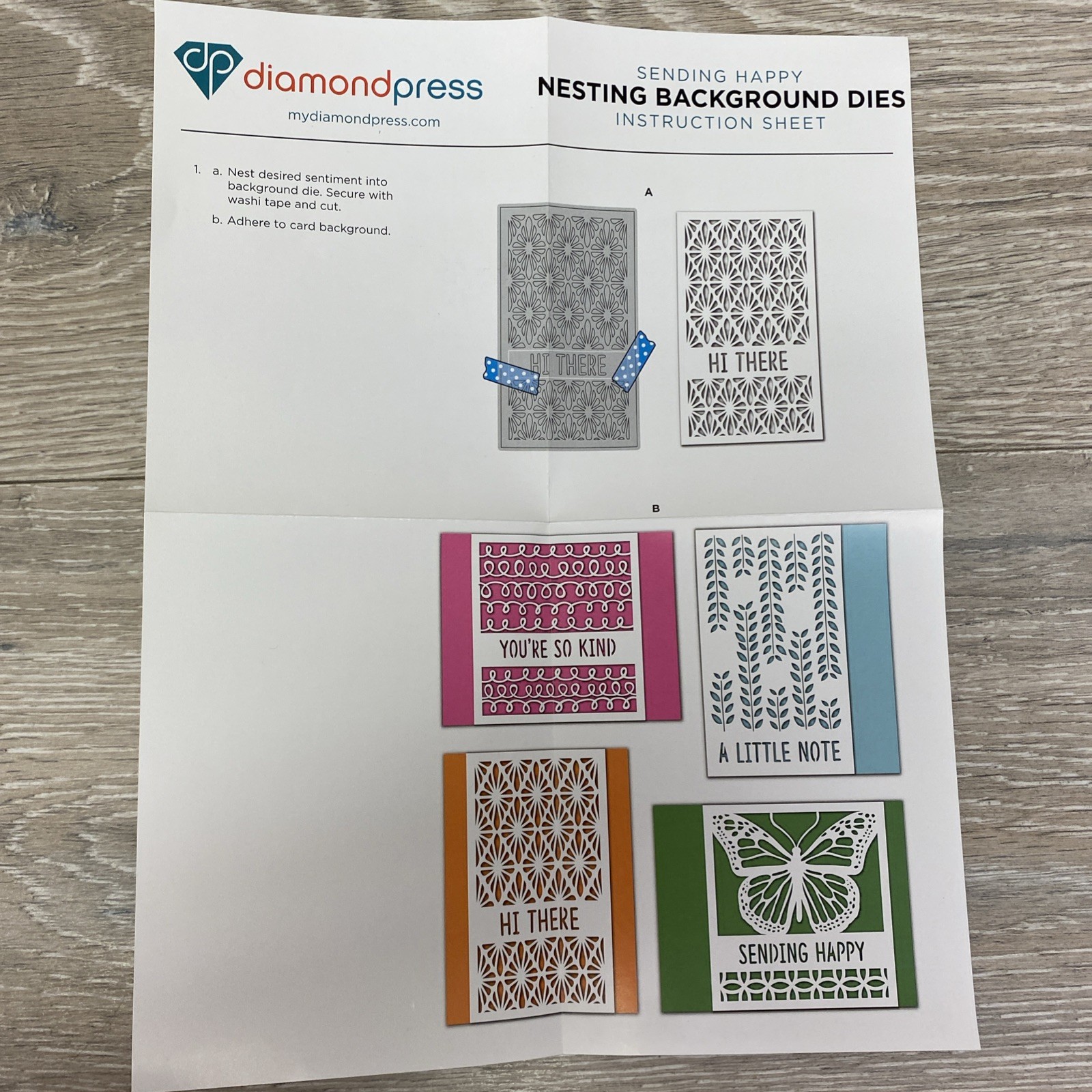 Diamond Press Dies SENDING HAPPY Nesting Background Die Set