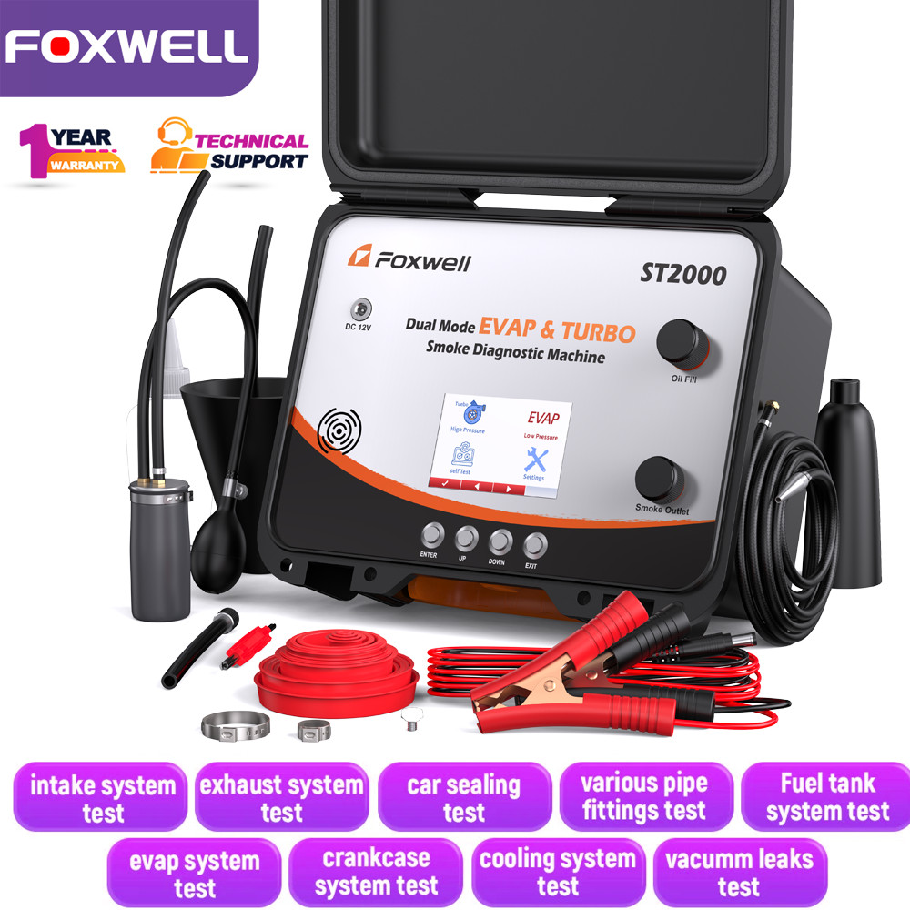 FOXWELL ST2000 Dual Mode EVAP Turbo System Smoke Machine with Built-in Air Pump