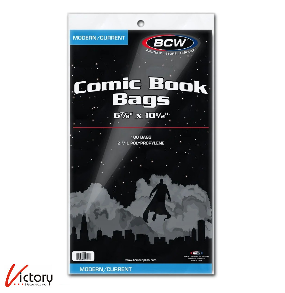 NEW BCW Modern/Current Comic Book Bags | 100-PACK | 6.875" x 10.5"