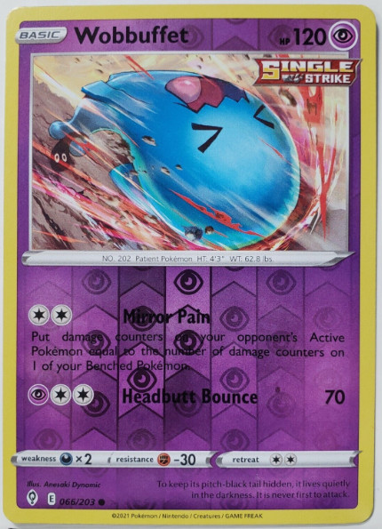 Pokemon - Wobbuffet - Reverse Holo - Evolving Skies - 066/203  - NM/M