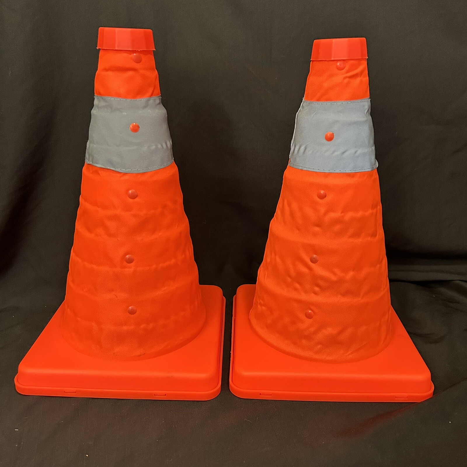 Pop Up Collapsible Reflective Traffic Cones 23” New Pair Of Two