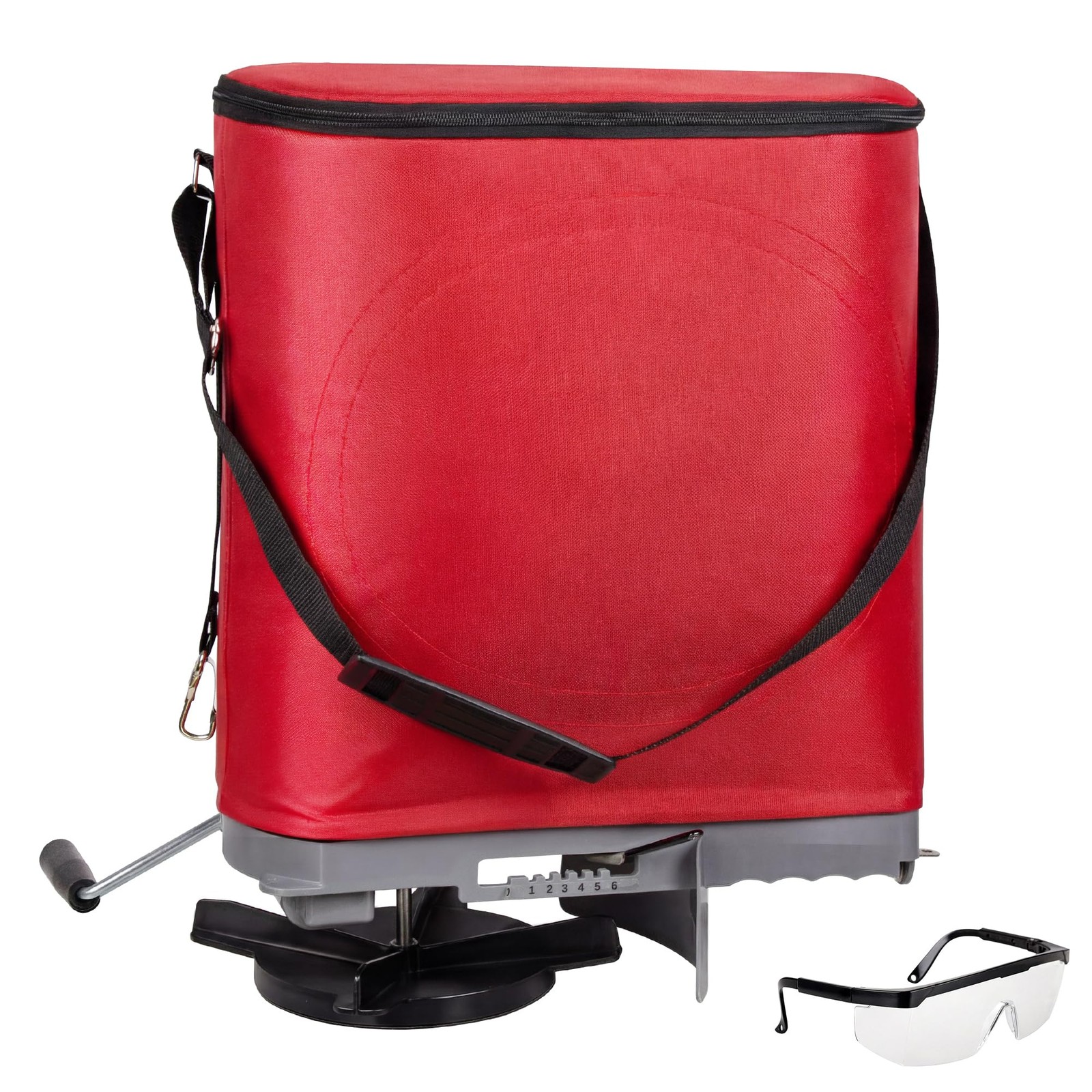 25lb Handheld Bag Seed Spreader with Enclosed Metal Gears, Rear Baffle, Adjus...