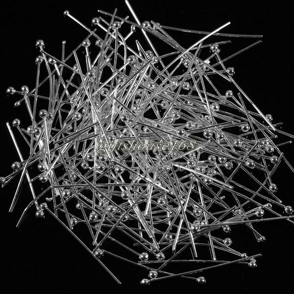 1000pcs Silver plated Copper ball head pins Findings 18mm/20mm/22mm/25mm/30mm