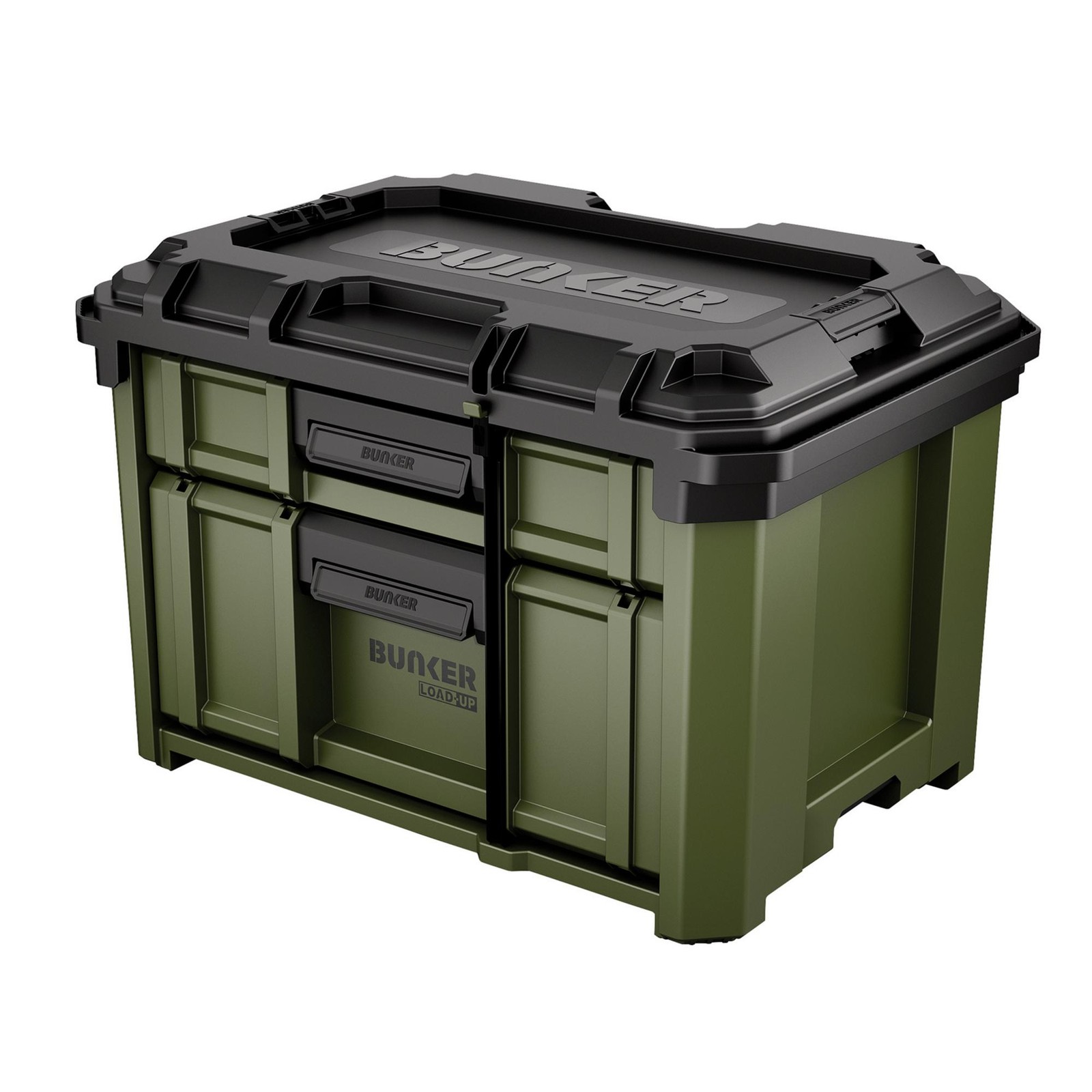 BUNKER Load Up Stacking 2 Drawer Tool Box Organiser 570mm High Impact 29436