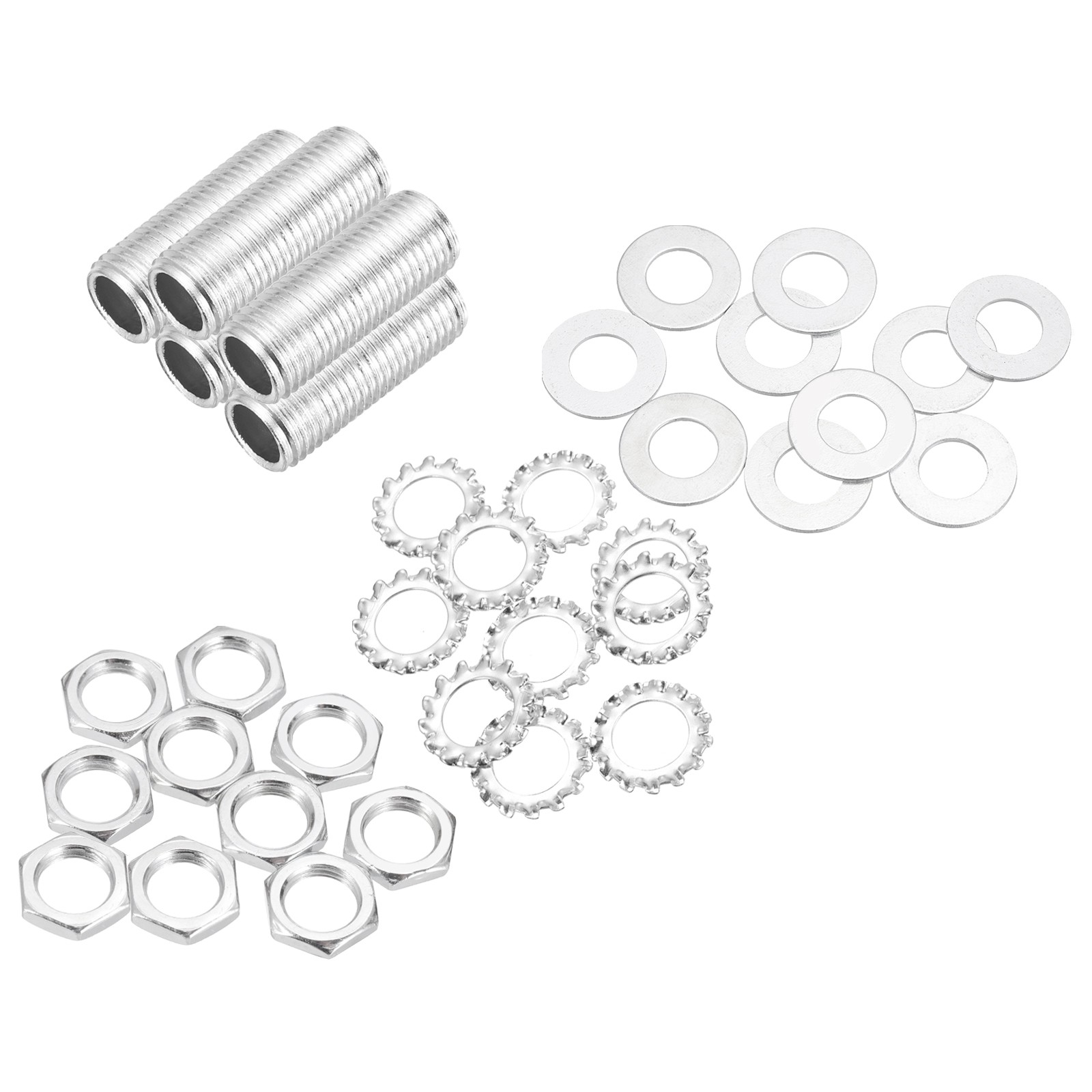 35Pcs 1.2" 1/4IP Lamp Pipe Kit with Lock Nuts Washers for Assembly, Silver