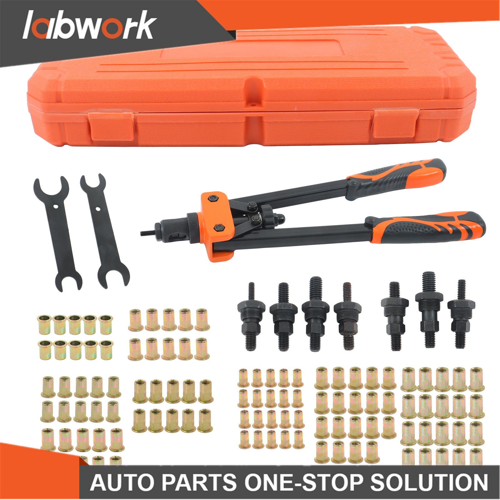 Labwork 14" Tool with 7 Metric & SAE Mandrels 70Pcs Rivnuts Assortment Kit