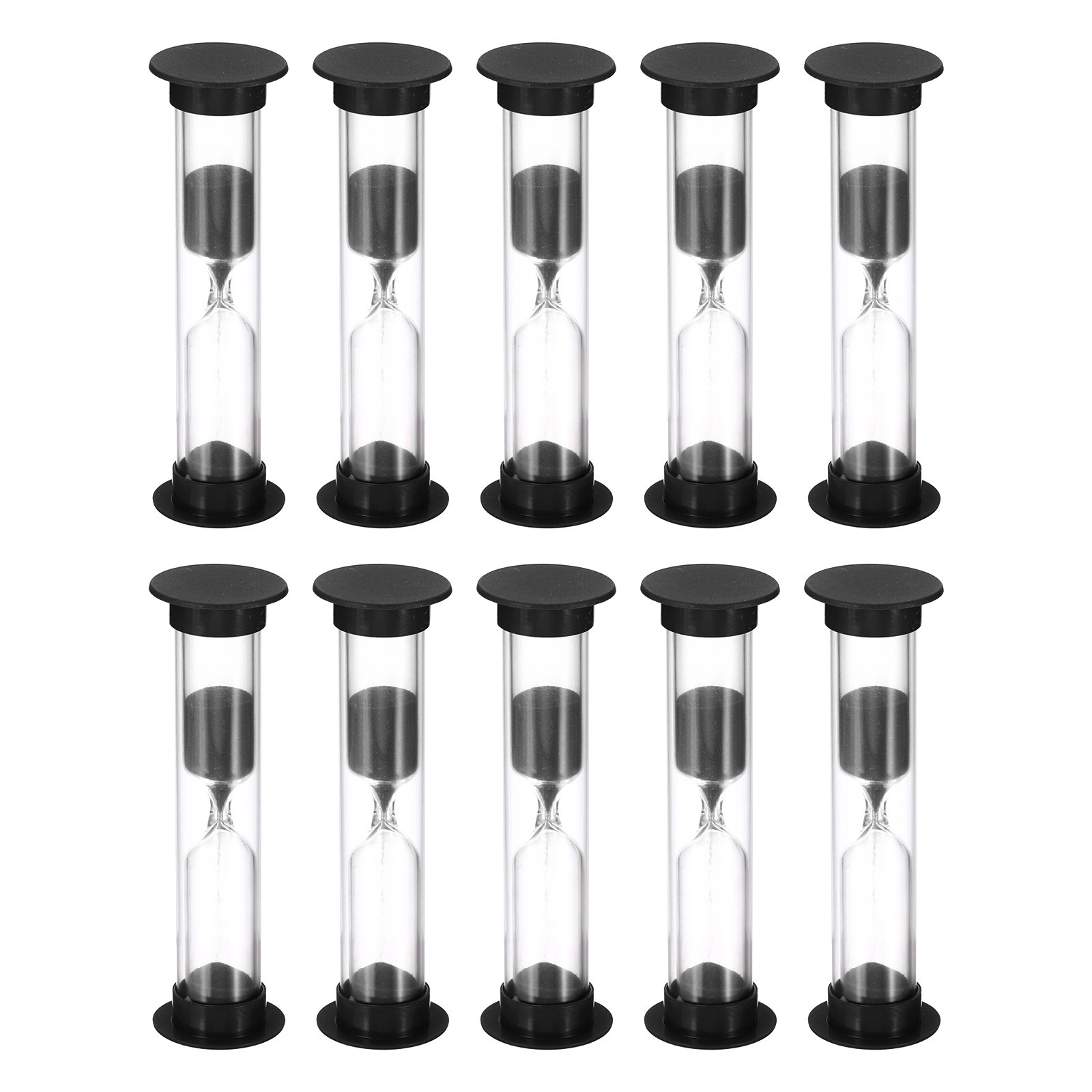 3 Minute Sand Timer, 10Pcs Small Sandy Clock, Count Down Sand Glass Black