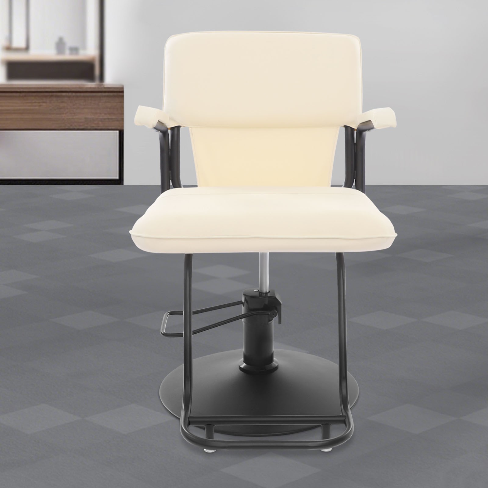 Salon Styling Chair, 360° Swivel Barber Chair, Adjustable Beauty Chair -white