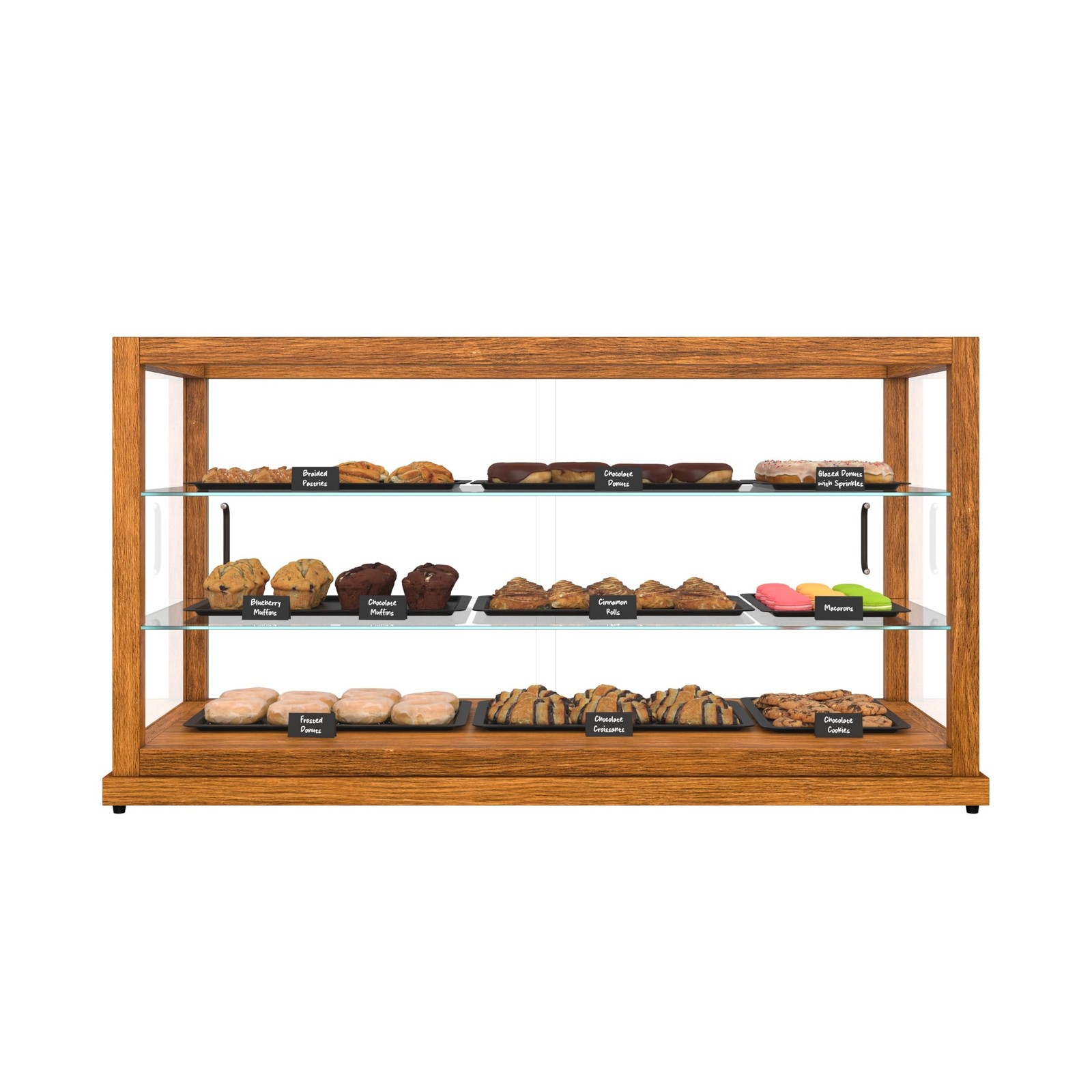 KoolMore 44 in. Horizontal Light Wood Countertop Dry Bakery Display Case, Lar...
