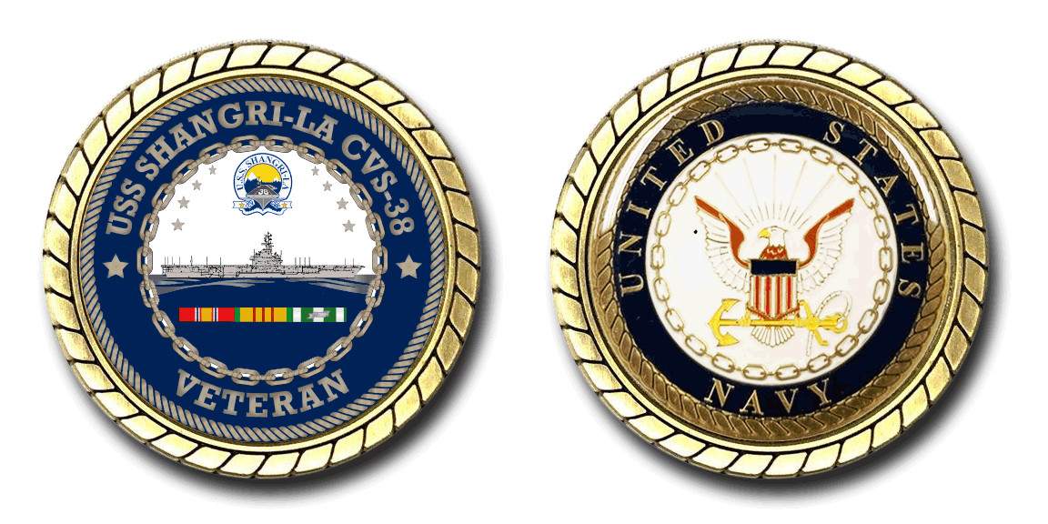 USS Shangri-La CVS-38 Vietnam Service Challenge Coin US Navy Officially Licensed