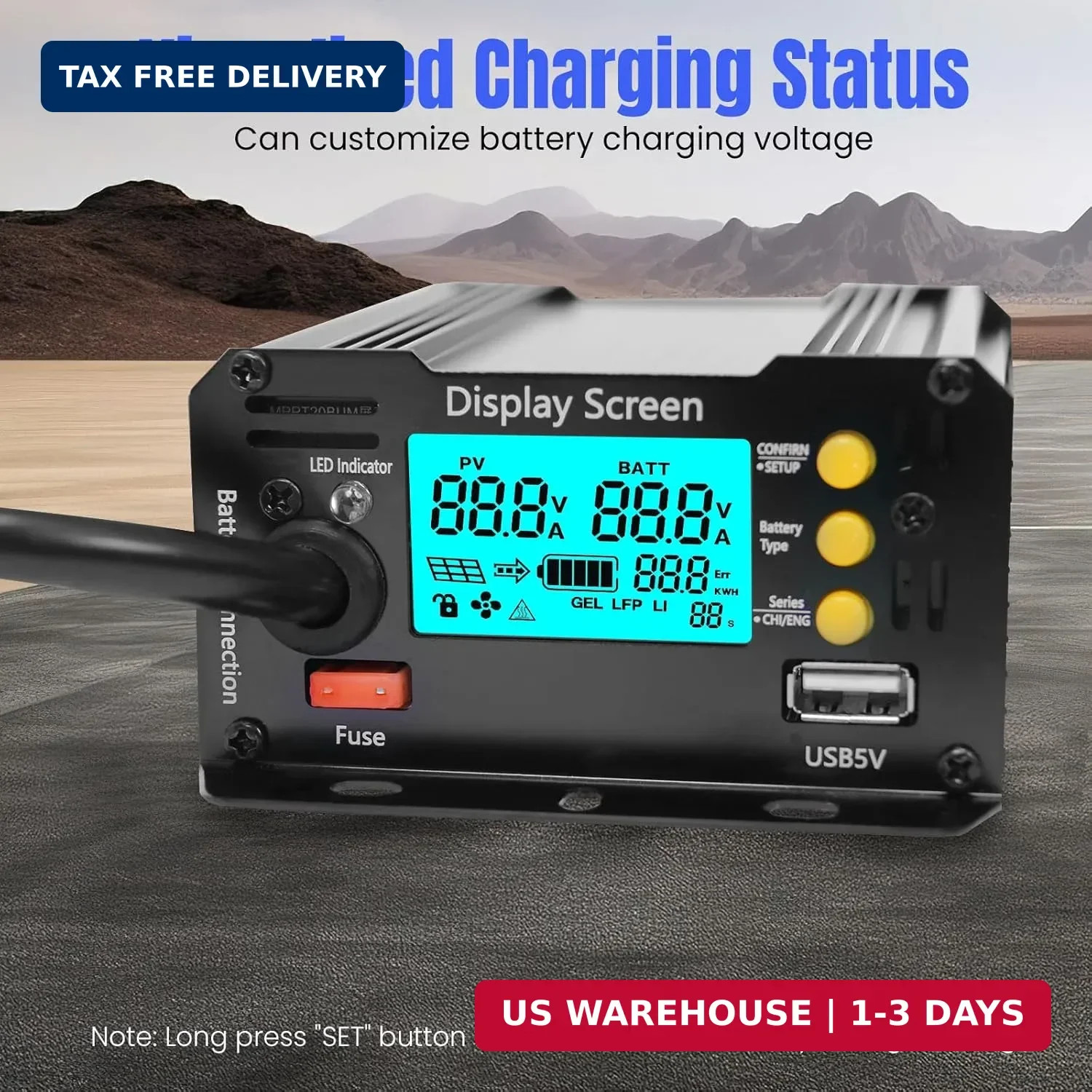 400W Boost MPPT Solar Charge Controller LCD Solar Panel Regulator LCD-400W