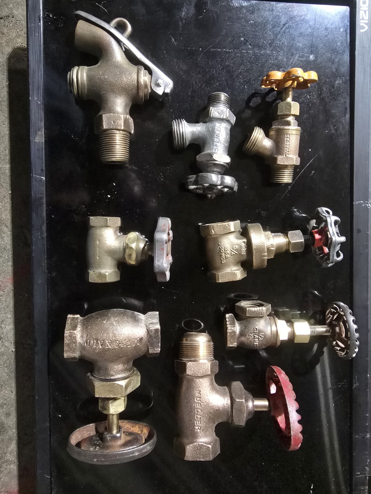(8pcs) (8Brands)Vintage Brass And Nickel Valve Collection
