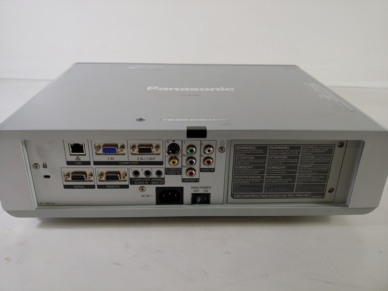 Panasonic FW100 Wireless 3000 ANSI Lumens LCD Front, Ceiling, Rear Projector