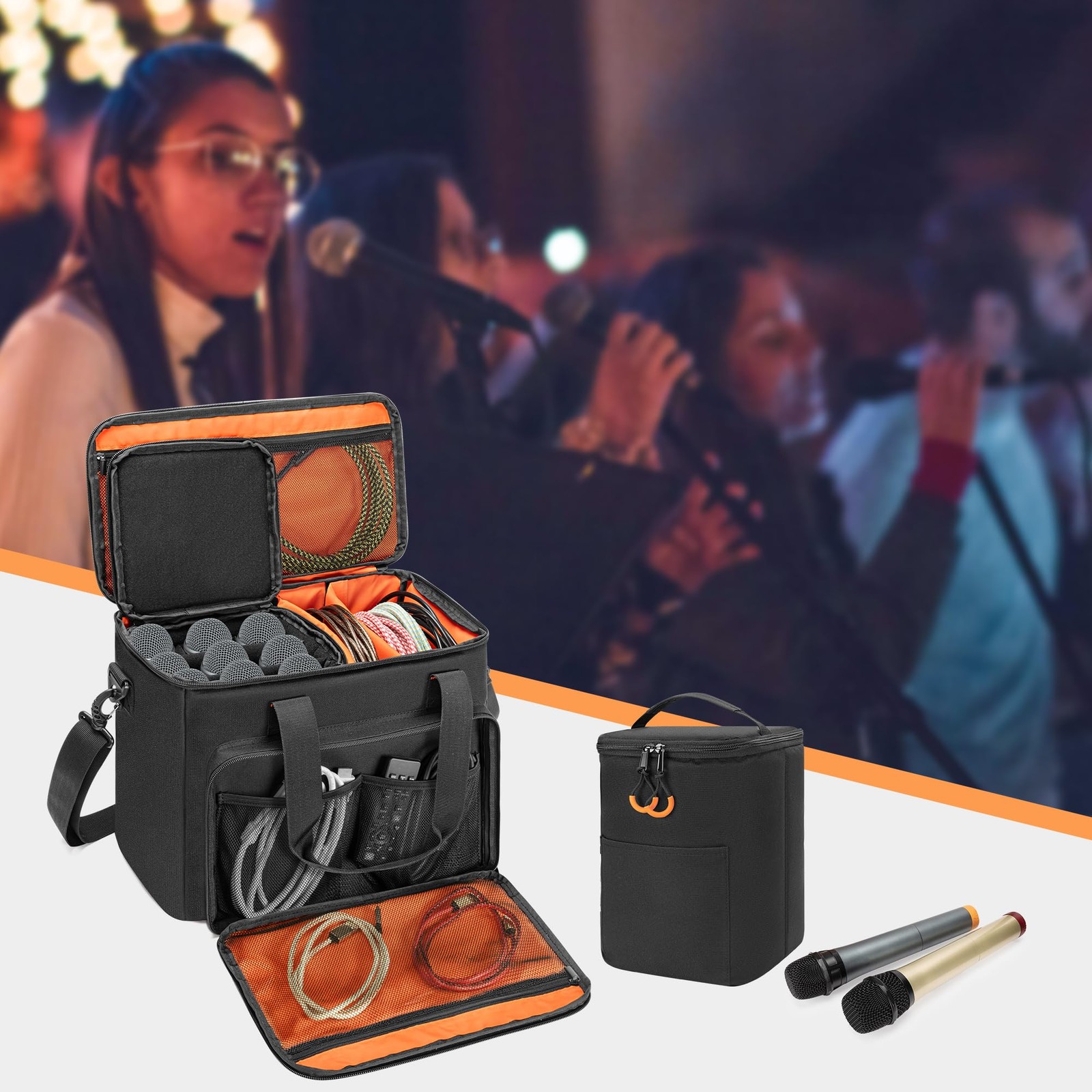 Wireless Microphone Case 9 Slots Carrying Case for Handheld Mic System Patent