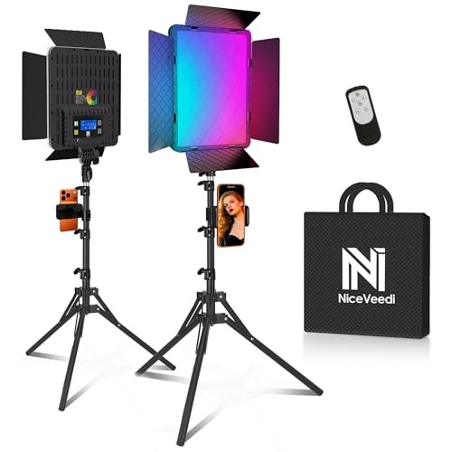 2-Pack RGB Photography Lighting with 20 Effects, 40W/360° Full 2 Packs