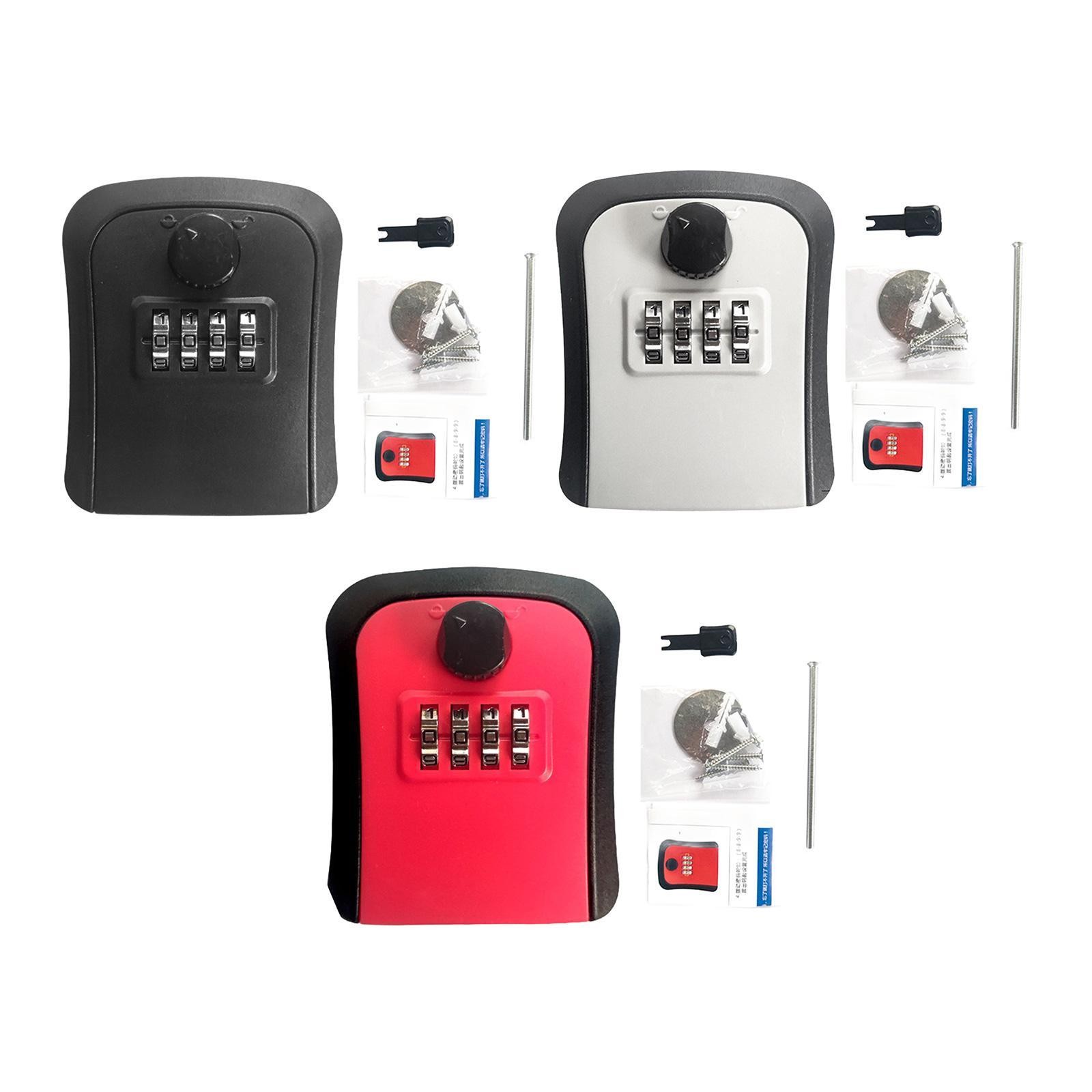 Key Lock Box Key Storage Box Wall Mount 4 Digit Code Resettable Password Box for