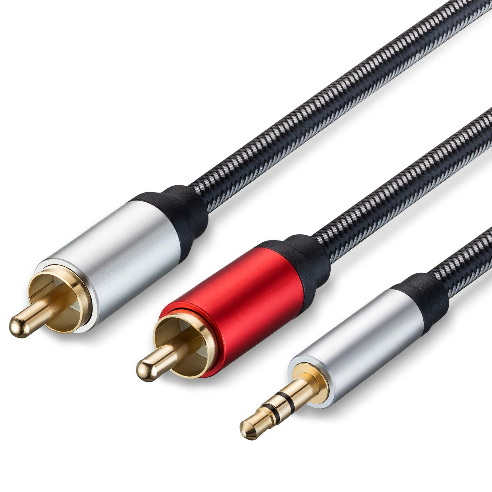 RCA Cable 10Ft, 3.5mm Male to 2RCA Stereo 10 ft, black or dark gray