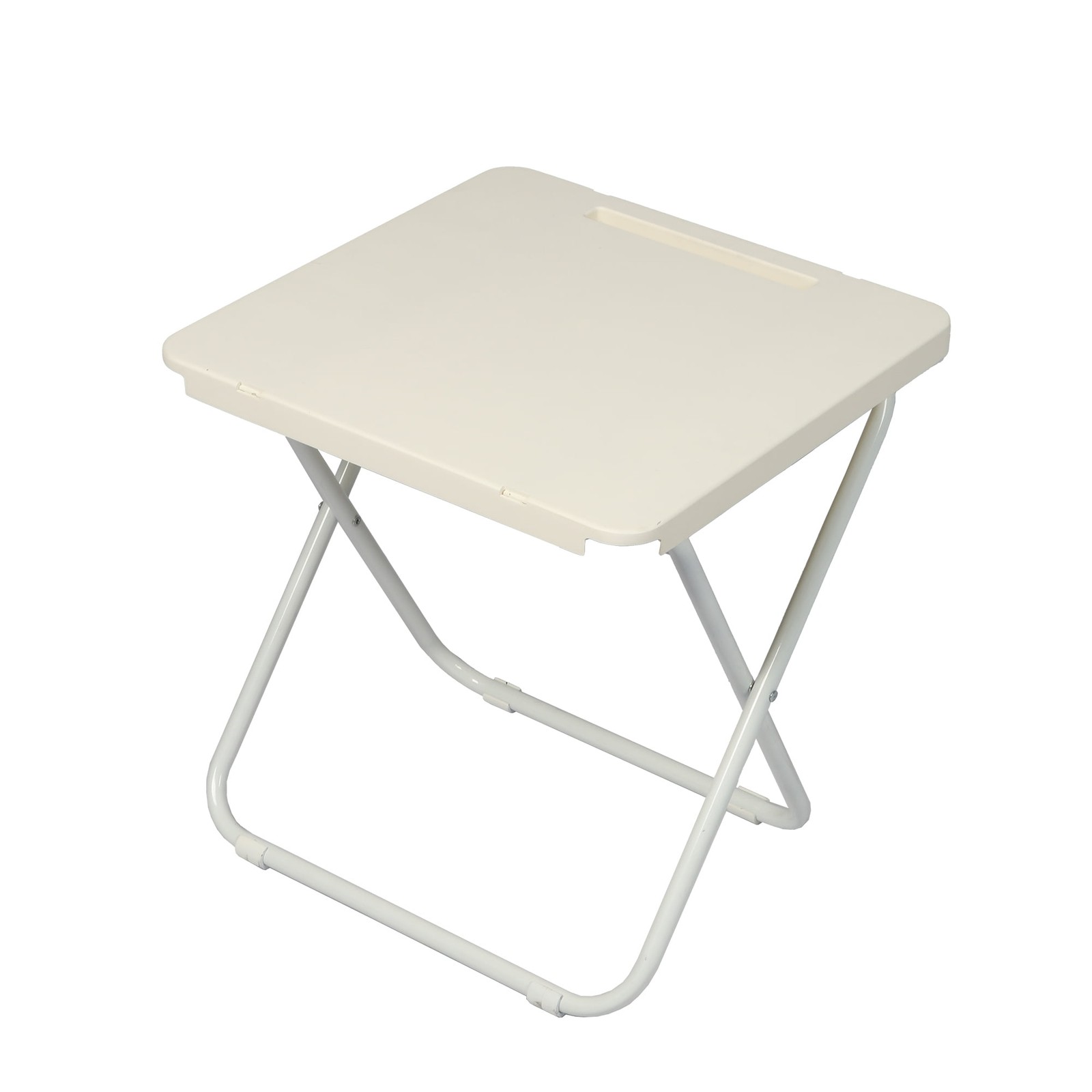 White Folding Beach Table with Hard Top Surface