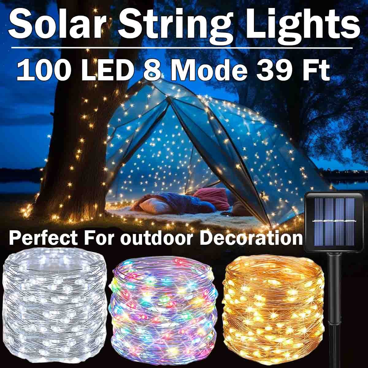 Solar Fairy Lights Outdoor Garden Party Waterproof 8modes Fairy Lamp 100 LED