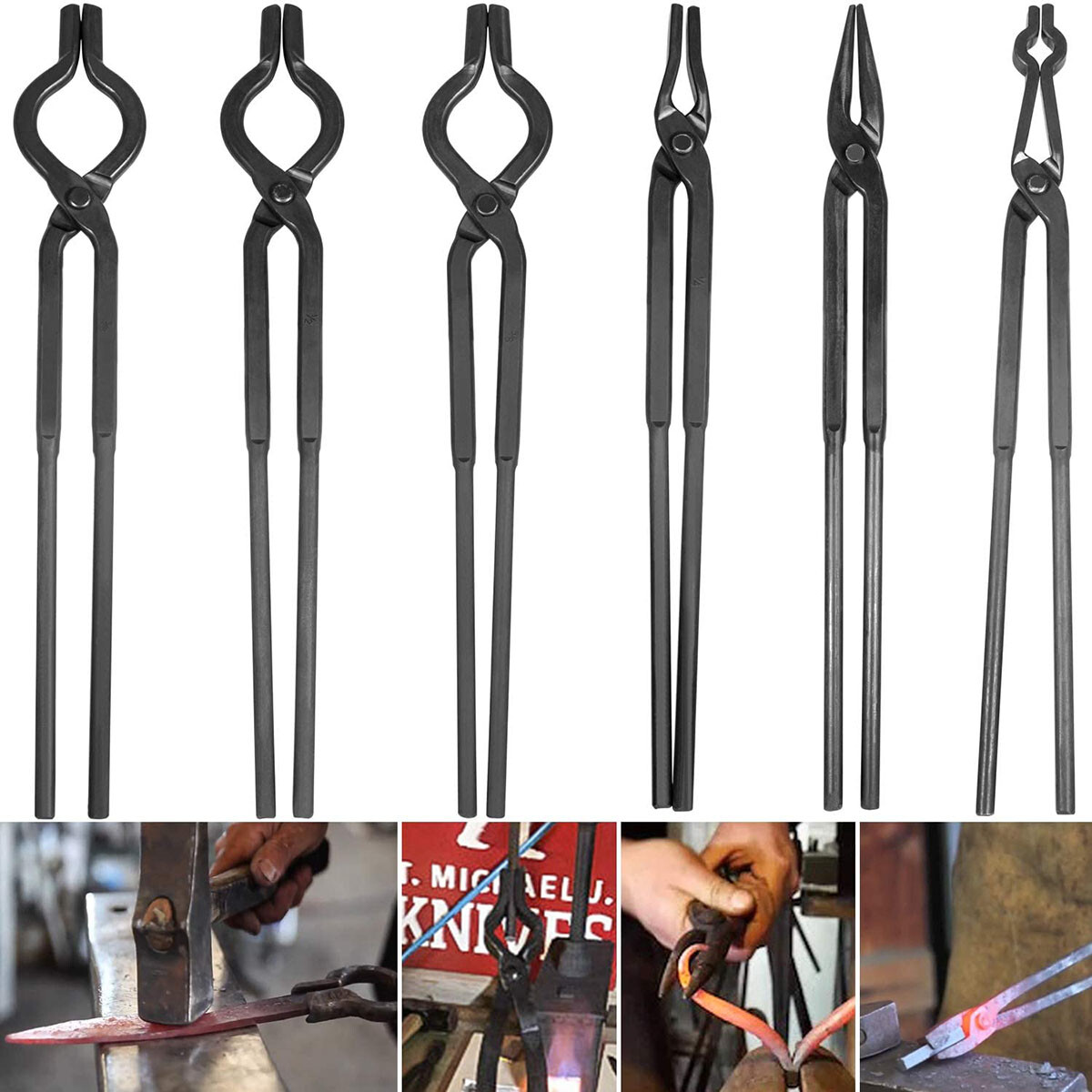Beginner Blacksmith Tongs Blacksmith Forge Tong Tools Set Flat Jaw Pick Up