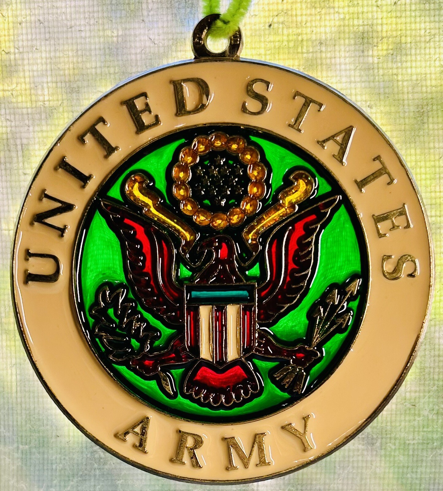 Unite States Army 4” Suncatcher Metal & Stained Glass Hang Ornament Decor 2000