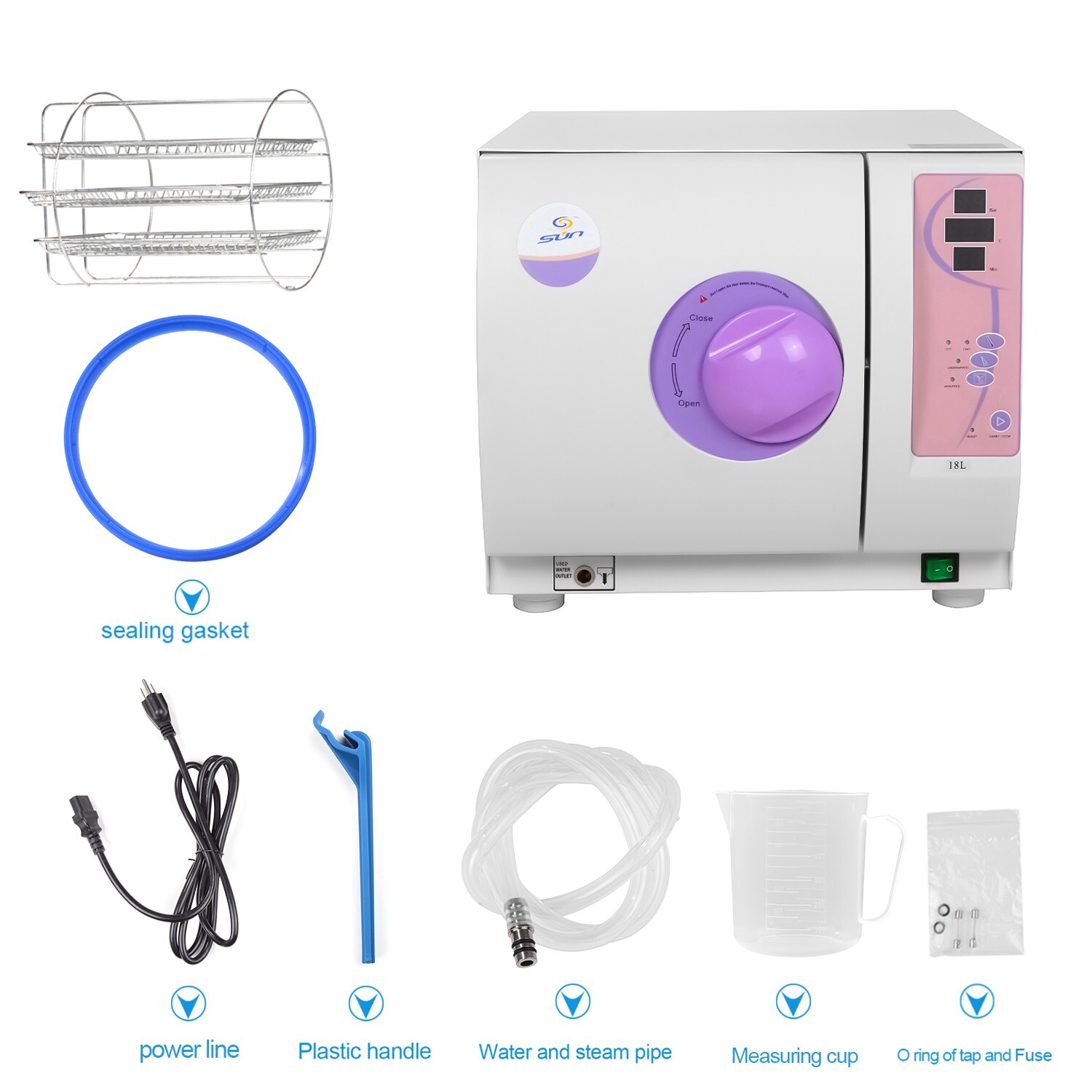 16L Portable Dental Autoclave Full-Automatic Steam Sterilizer SUN16-I Class N US