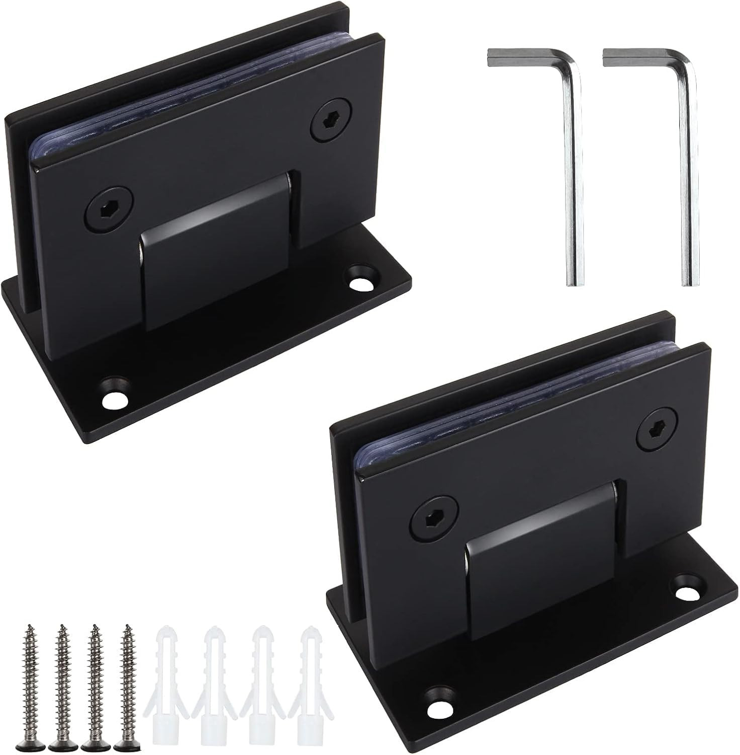 2 Pack 90 Degree Glass Shower Door Hinges, Black Shower Hinges Replacement Parts