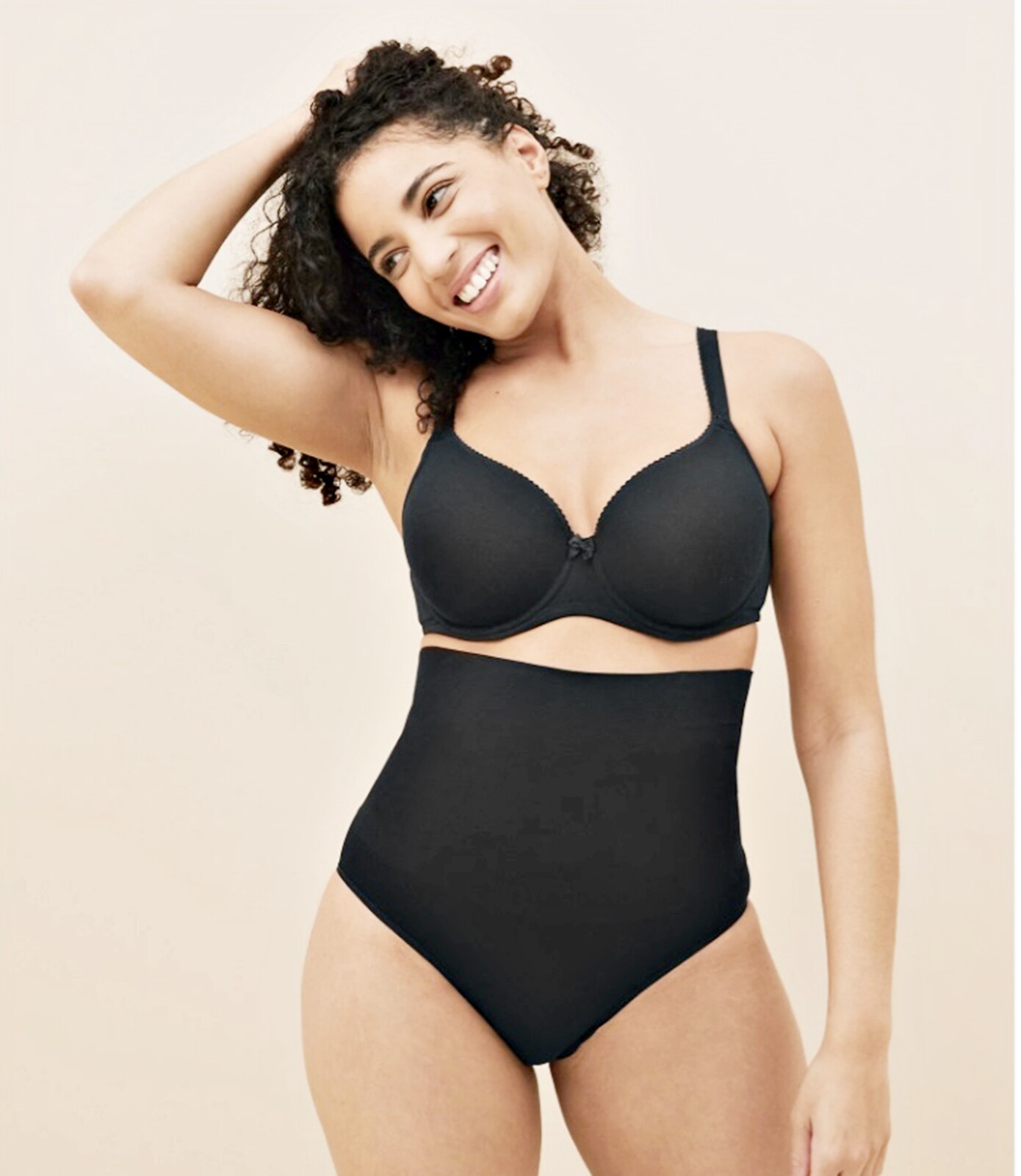 M&S LIGHT CONTROL SEAMLESS WAIST CINCHER BRIEFS/KNICKERS, BLACK 8-10, LL077