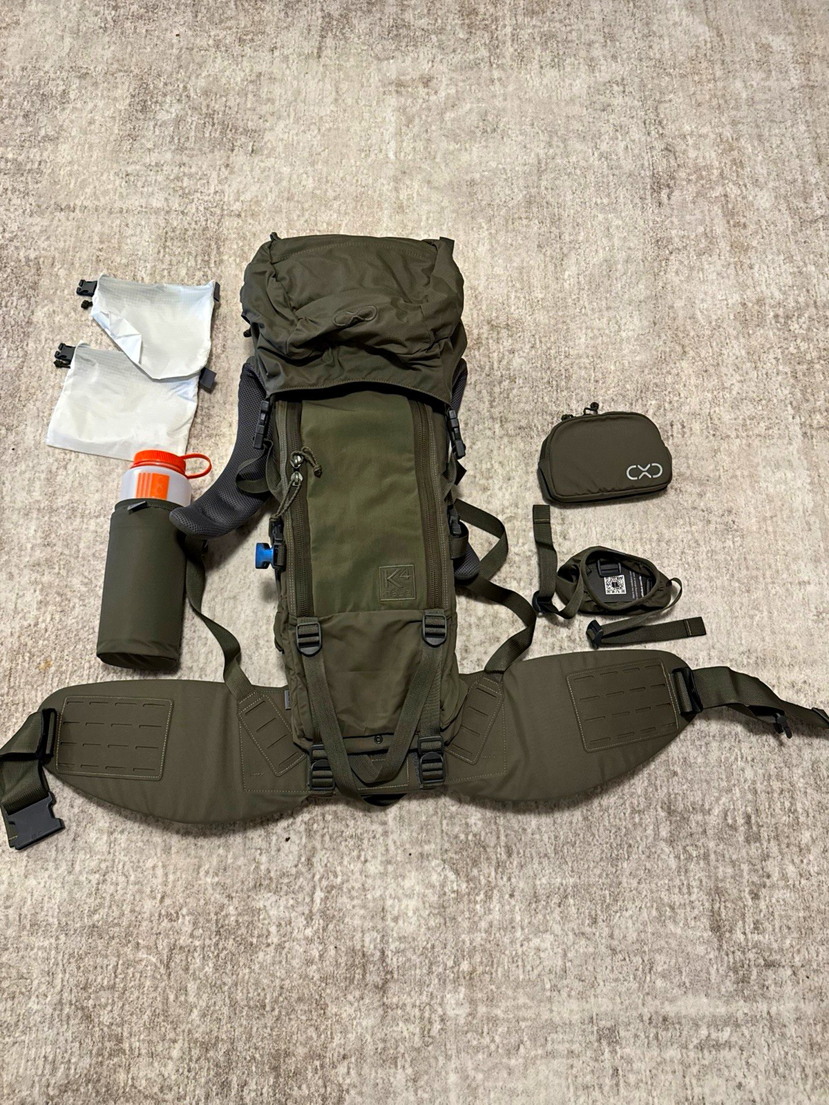 EXO Mtn Gear K4 3600 Pack System Ranger Green Large 26.5” + Accessories
