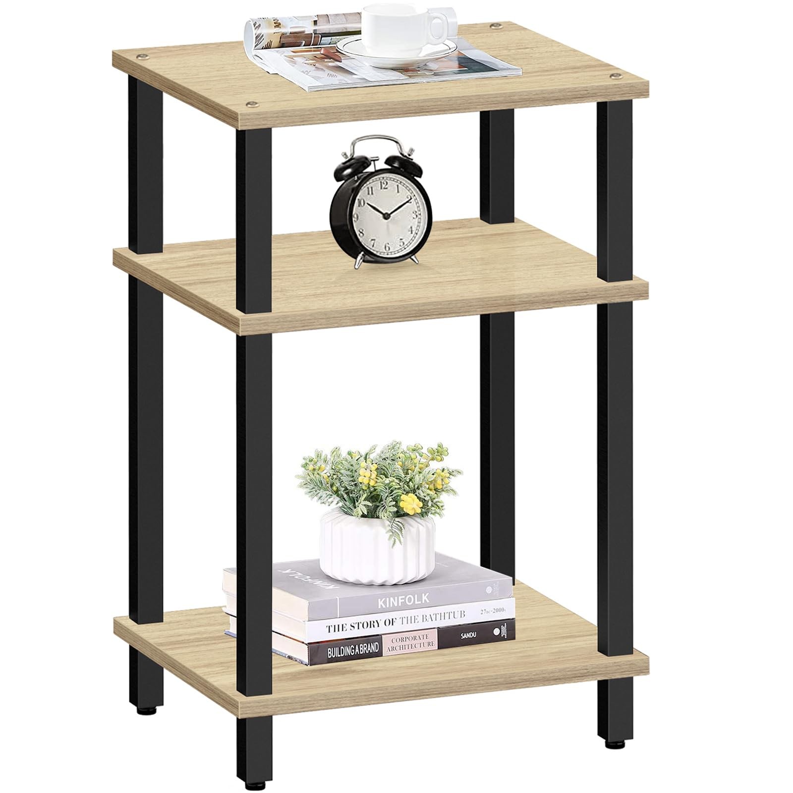 End Side Table Nightstand 3Tier Storage Shelf Couch Small Room TB01BO049