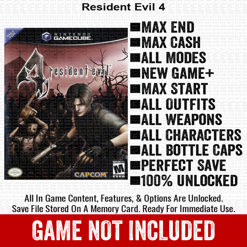 Resident Evil 4 100% Nintendo GameCube Memory Card Save CHEATS