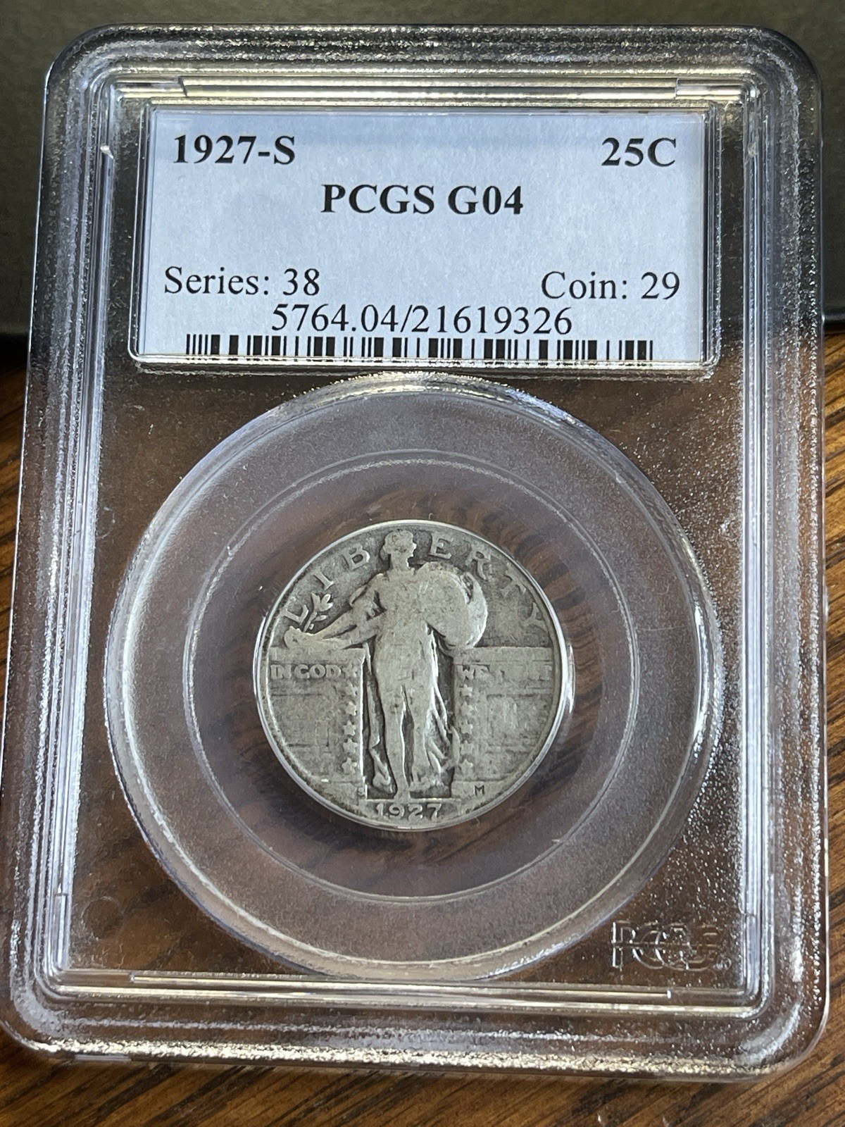 1927-S Standing Liberty Quarter, PCGS G04, Series 38, Coin 29