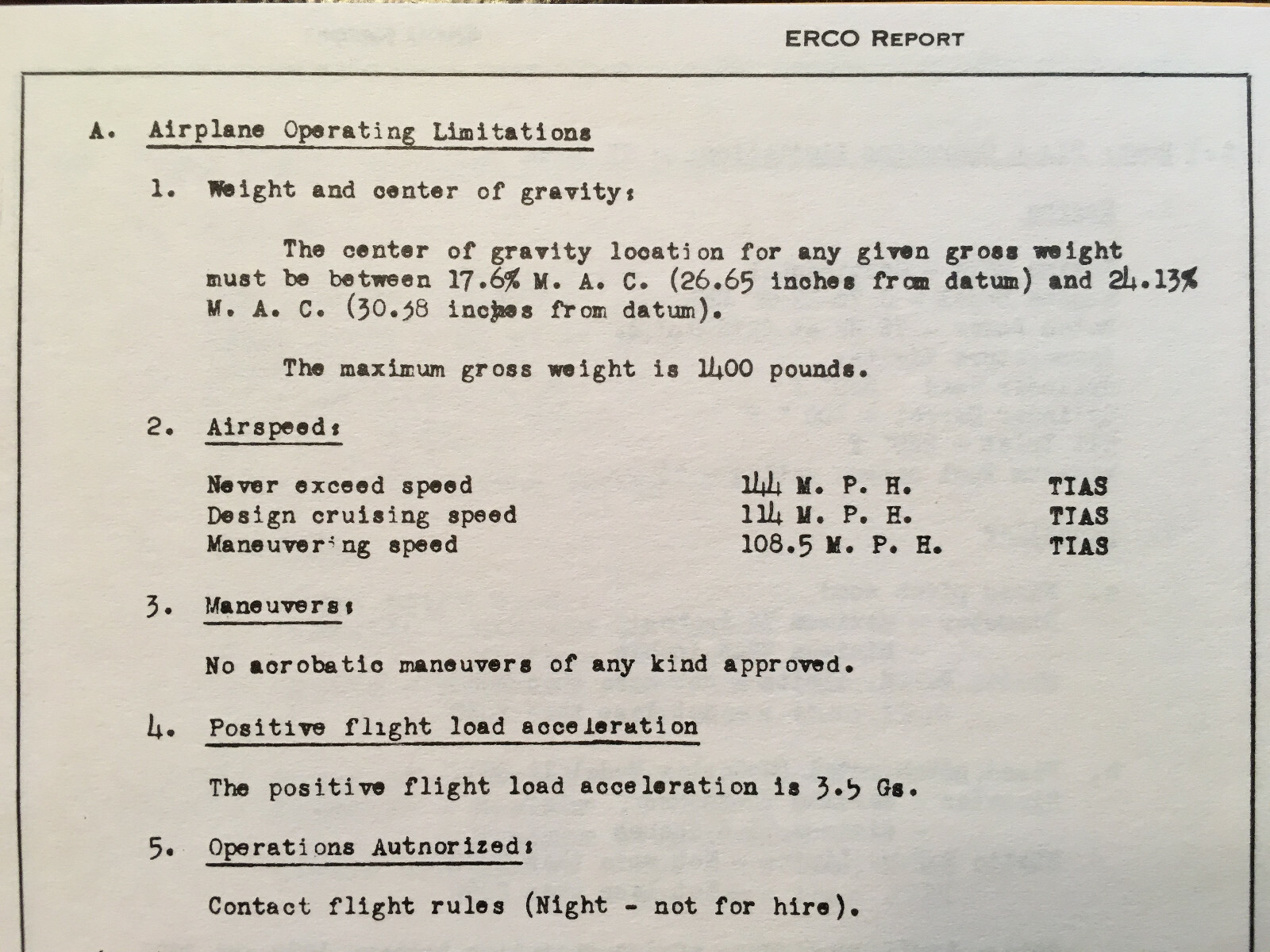 Ercoupe Model 415-D Airplane Flight Manual