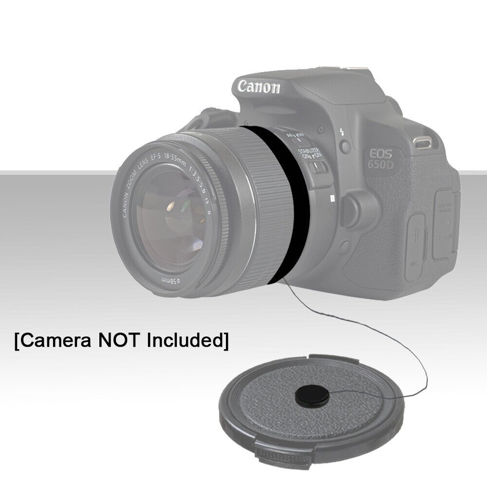 Camera Lens Cap Holder Leash for DSLR SLR – Adhesive String Tether, 8 Pack