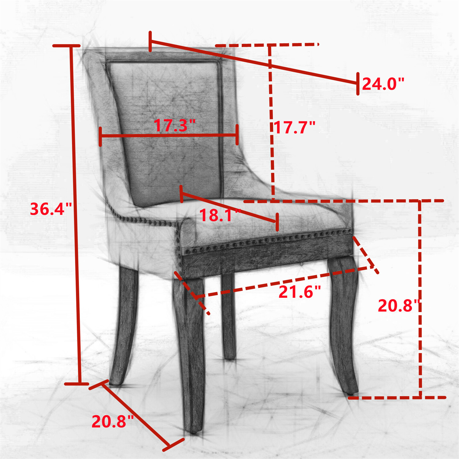 Set of 2 Dining Chair Upholstered Kitchen Dining Chair with Wood Leg Beige/Black