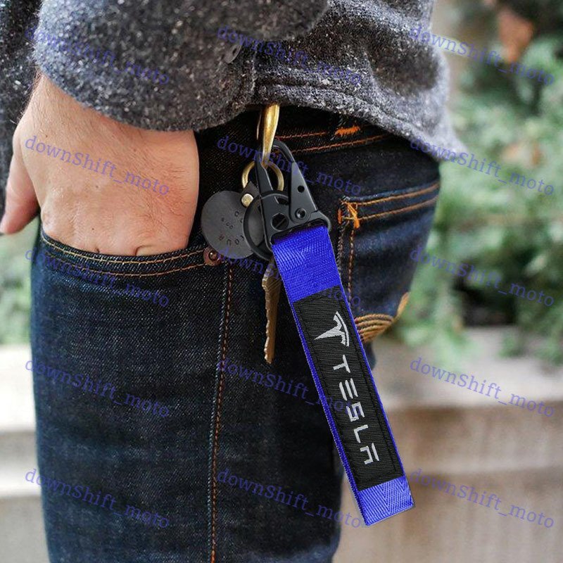 Universal Keychain Metal key Ring Hook Strap Lanyard Nylon for TESLA Brand New