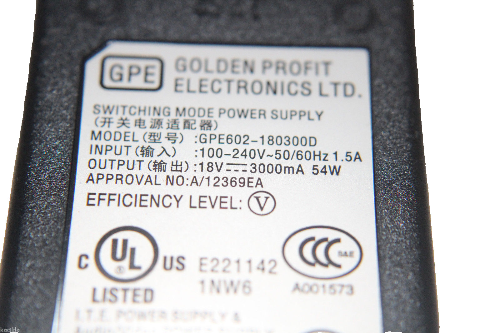 NEW GENUINE GOLDEN PROFIT GPE602-180300D 100/240V OUT:18V 3A FAST USA SHIPPING