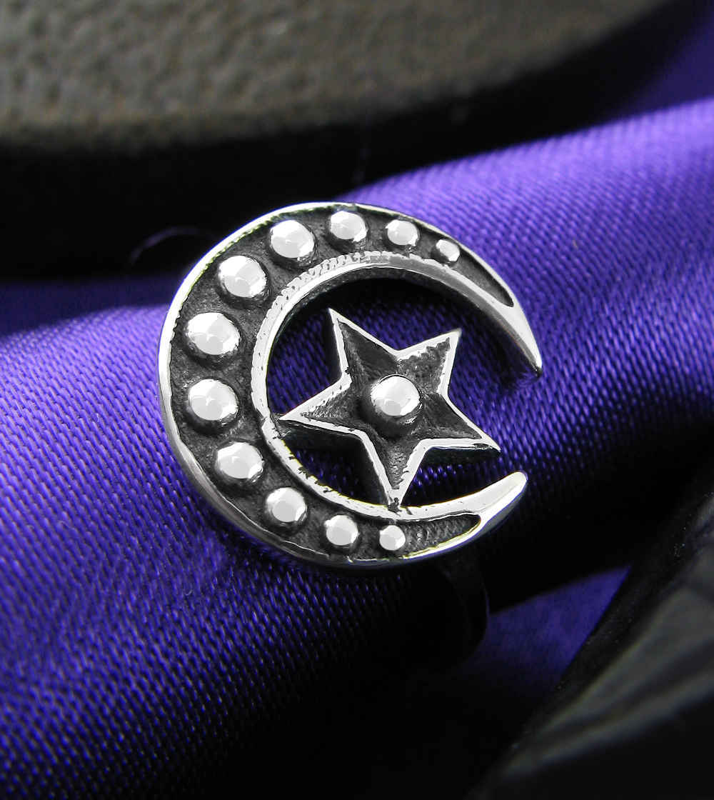 Crescent Moon & Star Toe Midi Pinky Above Knuckle Ring Adjustable wh359