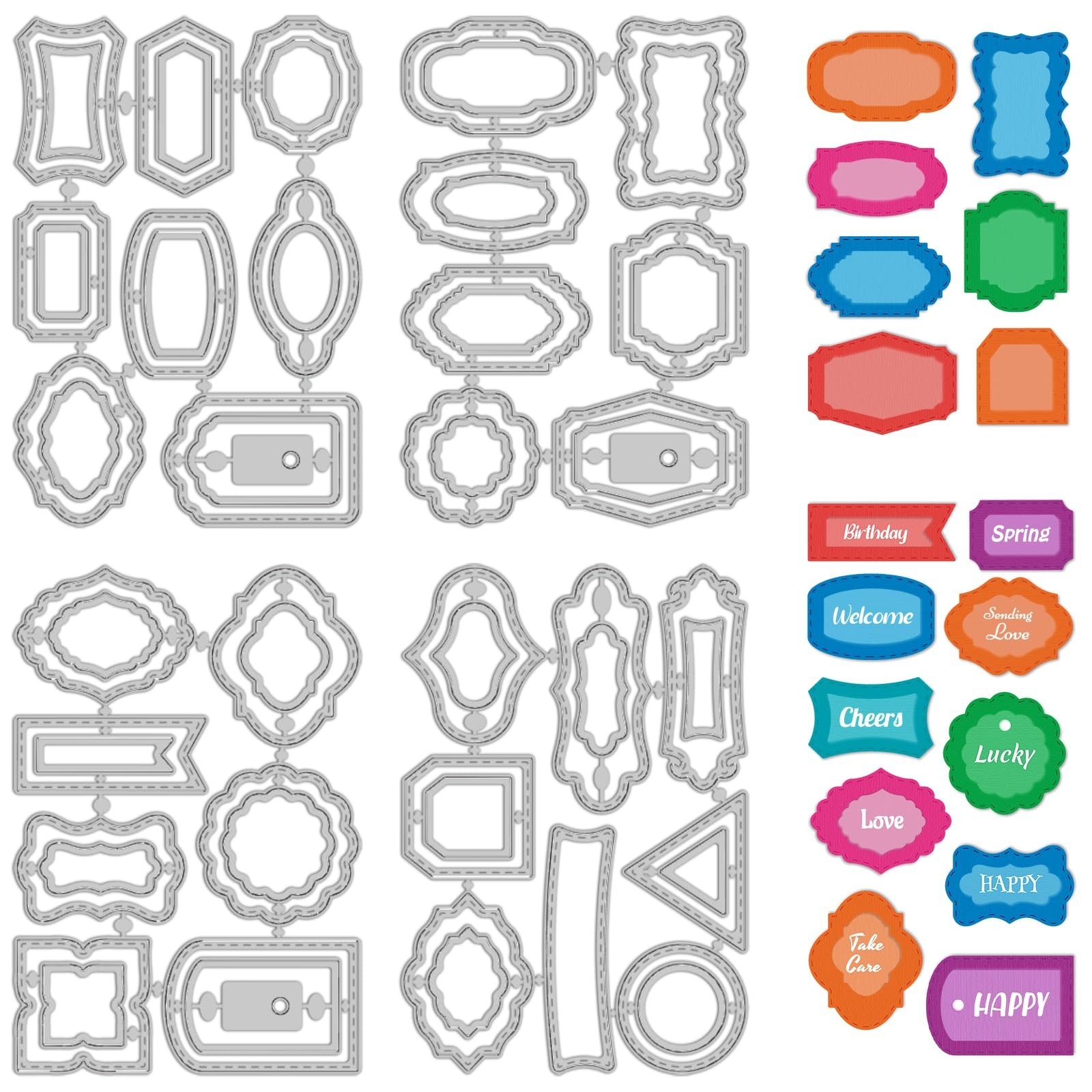 30 Styles Labels Die Cuts for Card Making Backgrounds Frame Metal Cutting Die...
