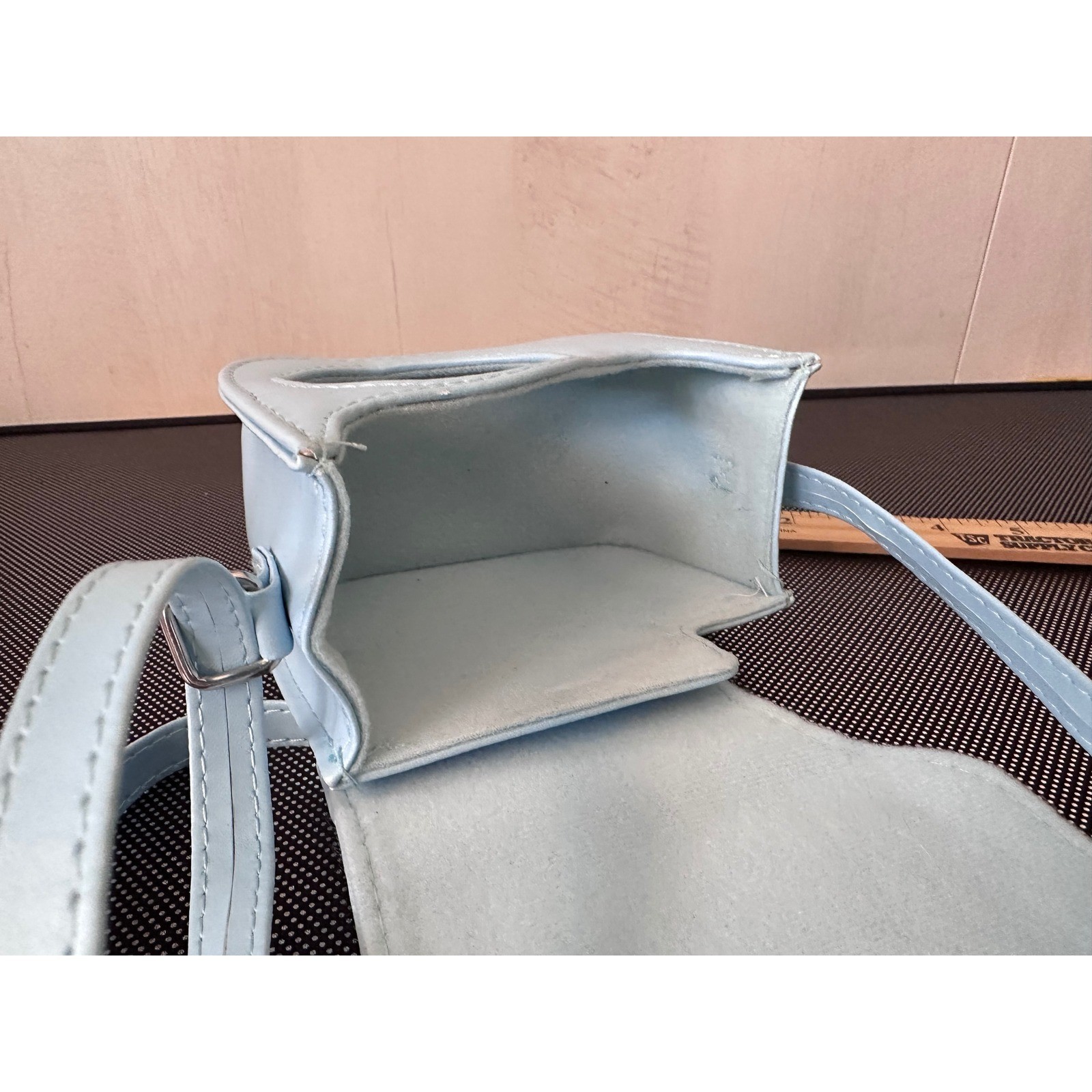 Fujifilm Instax Mini Camera Case Light Blue Synthetic Leather Crossbody Strap