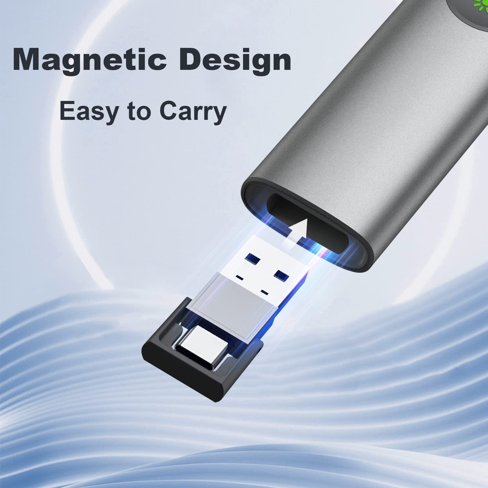 Rechargeable Green Laser Pointer Clicker for PowerPoint & Google Slides, USB-C W