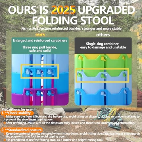 Upgraded Collapsible Stool Chair, Folding Stool, Lightweight, 1 pack Black