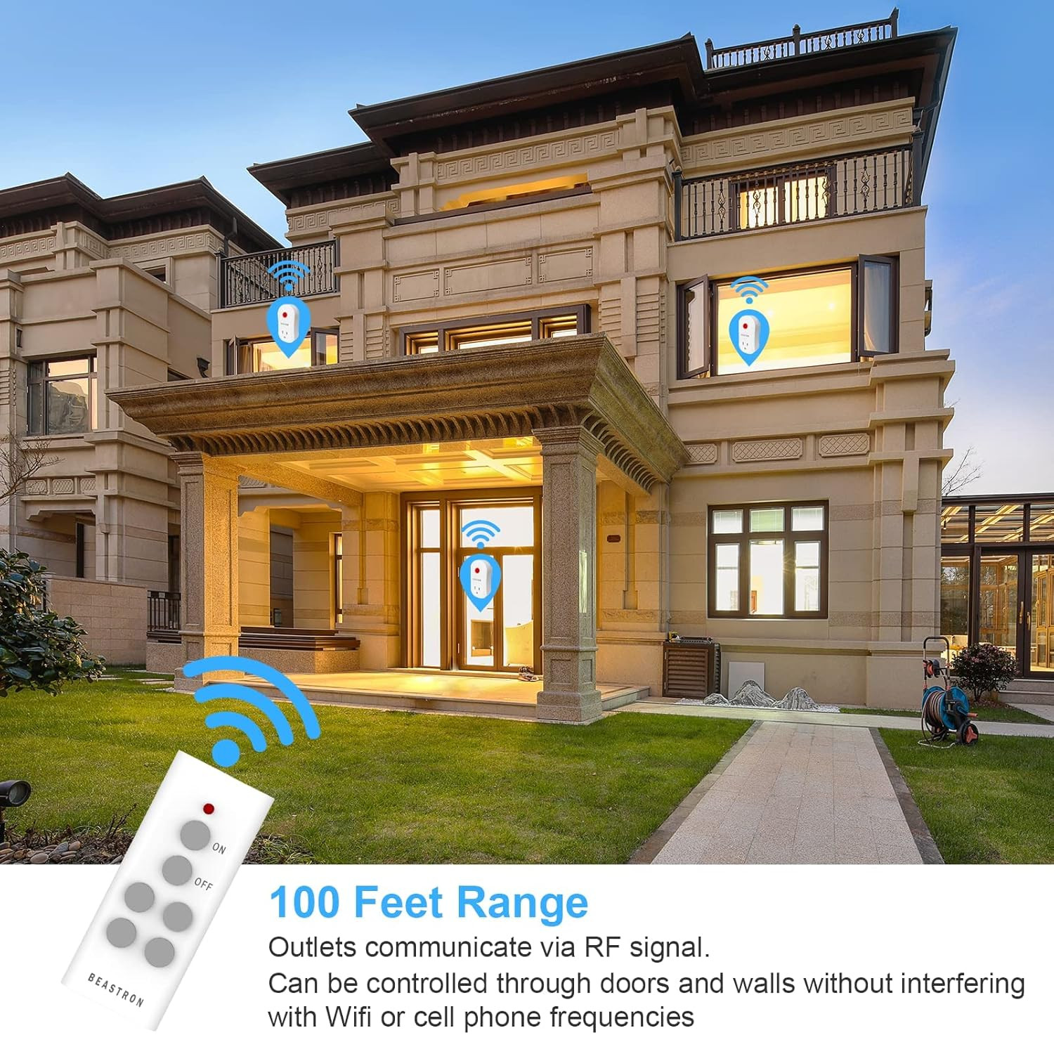 White Remote Controlled Outlet Wireless On Off Switch 100FT RF Range 1 Pack