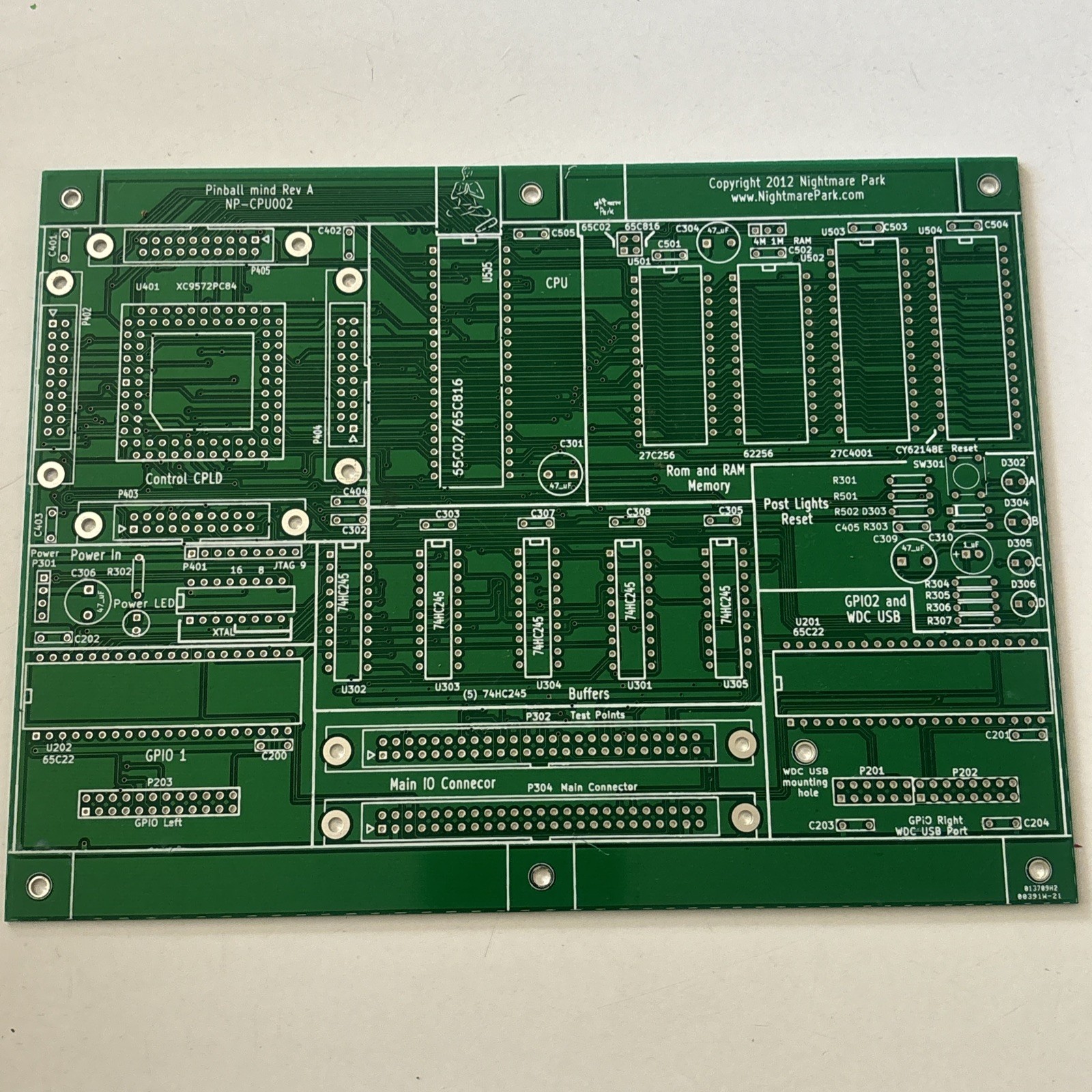 NOS Pinball Mind NIGHTMARE PARK Blank PCB 2012